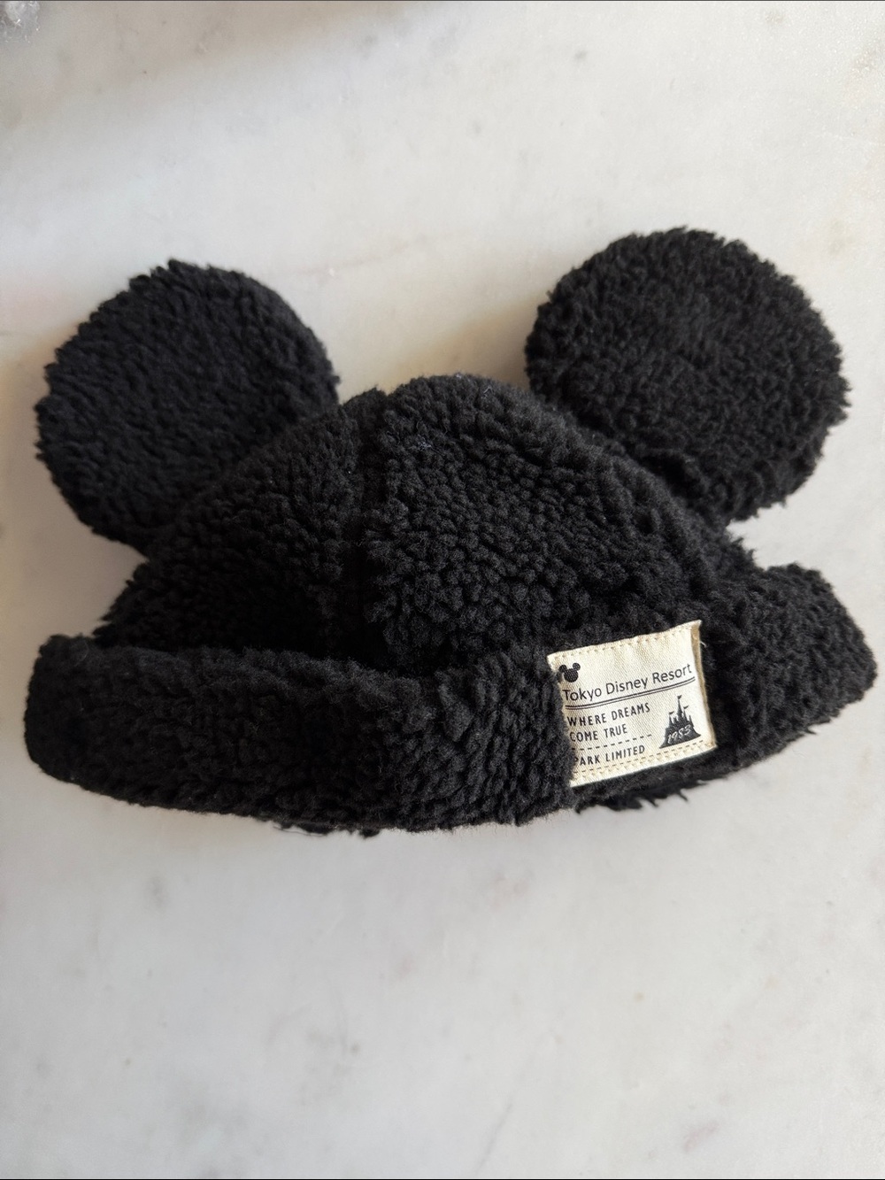 Tokyo Disney Resort Black Sherpa Mickey Ear Beanie Hat